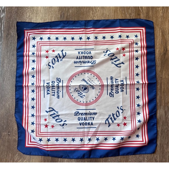 Tito's Handmade Vodka Accessories - Titos Handmade Vodka Bandana Scarf Red White Blue Stars Stripes Americana 20in
